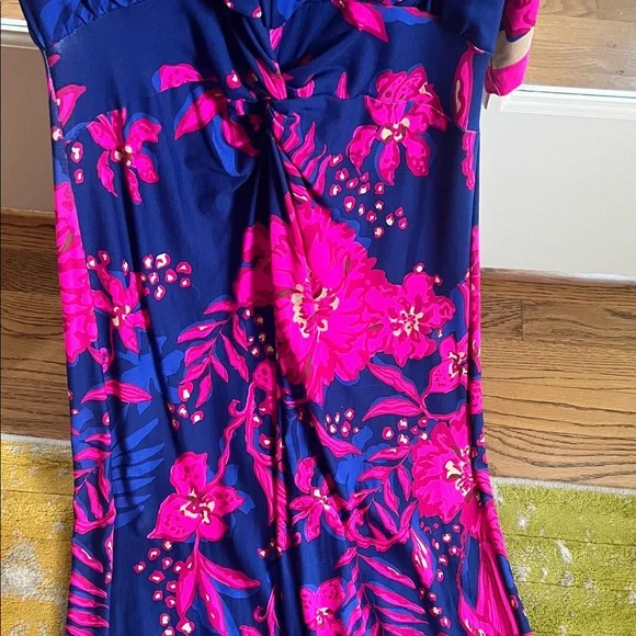 Lilly Pulitzer Navy and Pink Floral Maxi Dress - Picture 3 of 5